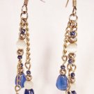 E22 - blue & white beaded earrings