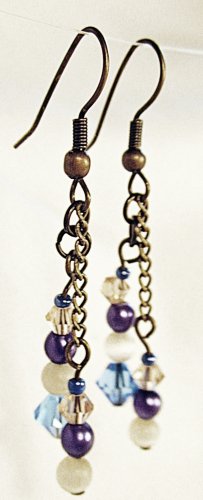 E23 - blue & white beaded earrings