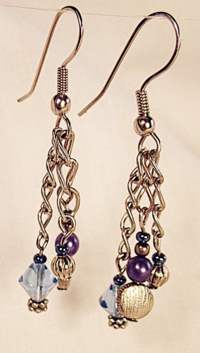 E24 - blue crystal beaded earrings