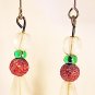 E30 - red & green beaded earrings