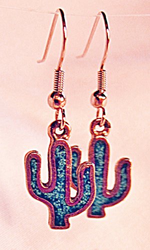 E34 - turquoise cactus beaded earrings