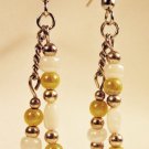 E37 - yellow & white beaded earrings
