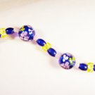 B5 - blue, pink & yellow beaded bracelet