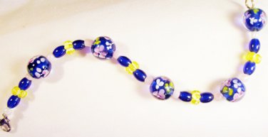 B5 - blue, pink & yellow beaded bracelet