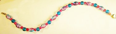 B6 - turquoise & pink beaded bracelet