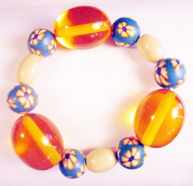 B11 - orange & blue beaded bracelet