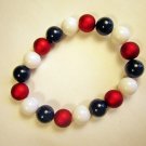 B14 - red, white & blue beaded bracelet