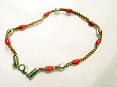 AB8 - red & silver knotted bracelet