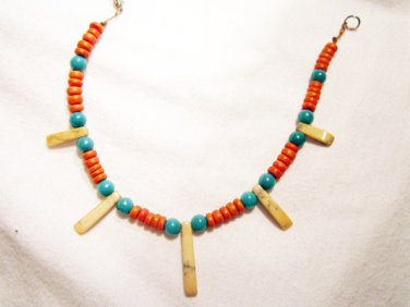 AB13 - orange & blue beaded ankle bracelet