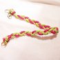 AB14 - green, pink & pearl braided ankle bracelet
