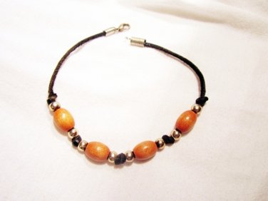 AB17 - silver & brown ankle bracelet