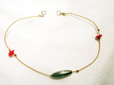 AB21 - silver & red ankle bracelet