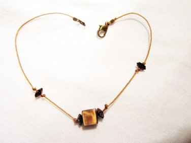 AB23 - brass & brown ankle bracelet