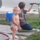 Model playing outSide in her fish diaper