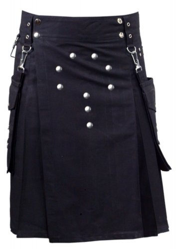 Active Men Black Utility Fashion Kilt