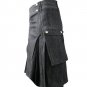 Heavy Weight Grey/Black Denim Cotton Utility Kilt For The Active Man