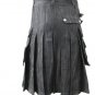 Heavy Weight Grey/Black Denim Cotton Utility Kilt For The Active Man