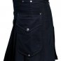 Active Men Black Utility Modern Cargo Kilt Custom Made 30-52