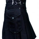 Active Men Black Utility Modern Cargo Kilt Custom Made 30-52