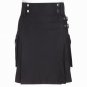 Ladies Black Utility Scottish Kilt Skirt Cotton Custom Made