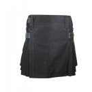 Deluxe Ladies Black Utility Scottish Kilt Skirt Custom Mad