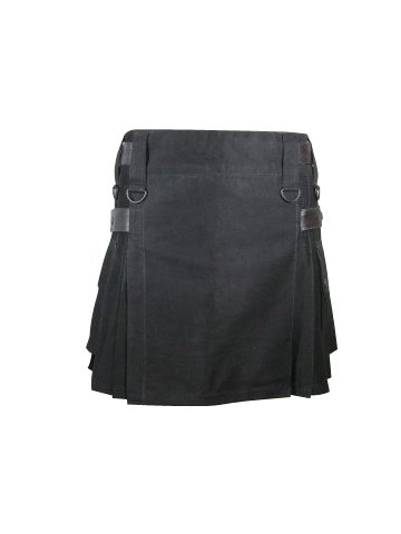 Deluxe Ladies Black Utility Scottish Kilt Skirt Custom Mad