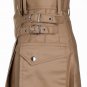 Ladies Khaki Utility Scottish Kilt Skirt Custom Made