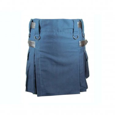 Deluxe Ladies Navy Blue Utility Scottish Kilt Skirt Custom Made