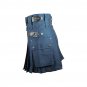 Deluxe Ladies Navy Blue Utility Scottish Kilt Skirt Custom Made