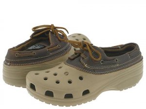 CROCS Khaki Chocolate BROWN Islander Leather shoes M mens 4 W womens 6