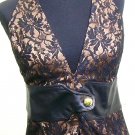 GUESS MARCIANO Lambskin Leather Lace Silk Halter Top M