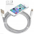 2x 1M Heavy Duty Braided Fabric Strong Data Charger Cable Lead For iPhone 6 6Plus 5 5S 5C iPad Air 2