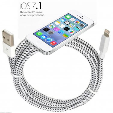 2x 3M Heavy Duty Braided Fabric Strong Data Charger Cable Lead For iPhone 6 6Plus 5 5S 5C iPad Air 2