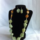 Jade stone necklace/earrings set
