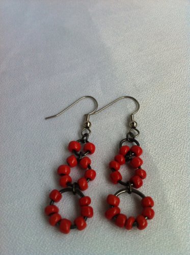 Orange round earrings