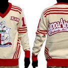 Kappa Alpha Psi Long Sleeve V neck Sweater White Red V neck Fraternity Sweater