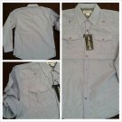Blue White long sleeve button up shirt Military style roll up sleeve shirt L-2X