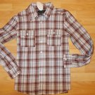 Brownb White long sleeve plaid shirt Sportier long sleeve stripe shirt S