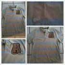 AKADEMIKS Tan Blue stripe Polo Shirt Men's brown short sleeve polo shirt S-XL