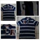 AKADEMIKS Blue Gray stripe Polo Shirt Men's blue short sleeve polo shirt S-XL