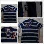 AKADEMIKS Blue Gray stripe Polo Shirt Men's blue short sleeve polo shirt S-XL