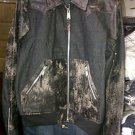 Vintage Style Black Leather jacket Vintage Style Leather Denim Jean Jacket Coat