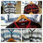Gray White short sleeve V neck T shirt  Button up Stripe V neck T Shirt S-XL NWT