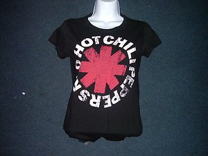 Womens Black short sleeve Red Hot Chili Peppers Vintage Style T SHIRT S-XL NWOT