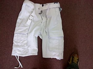 mens white cargo shorts
