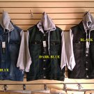 Black Denim Jean Jacket Denim Jean Hoody Hoodie Jacket Coat Jean Jacket M-2