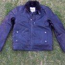 Black long sleeve jacket Vintage style Black military style Biker Jacket Coat L