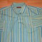 Mens Aqua strip long sleeve casual shirt vintage 2X