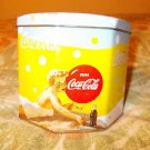 Coca Cola Tin Canister Lady on beach Coca Cola bottle  5" Wide x 10" Tall