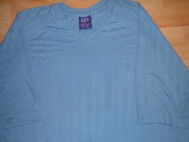 Mens blue short sleeve V neck shirt XL